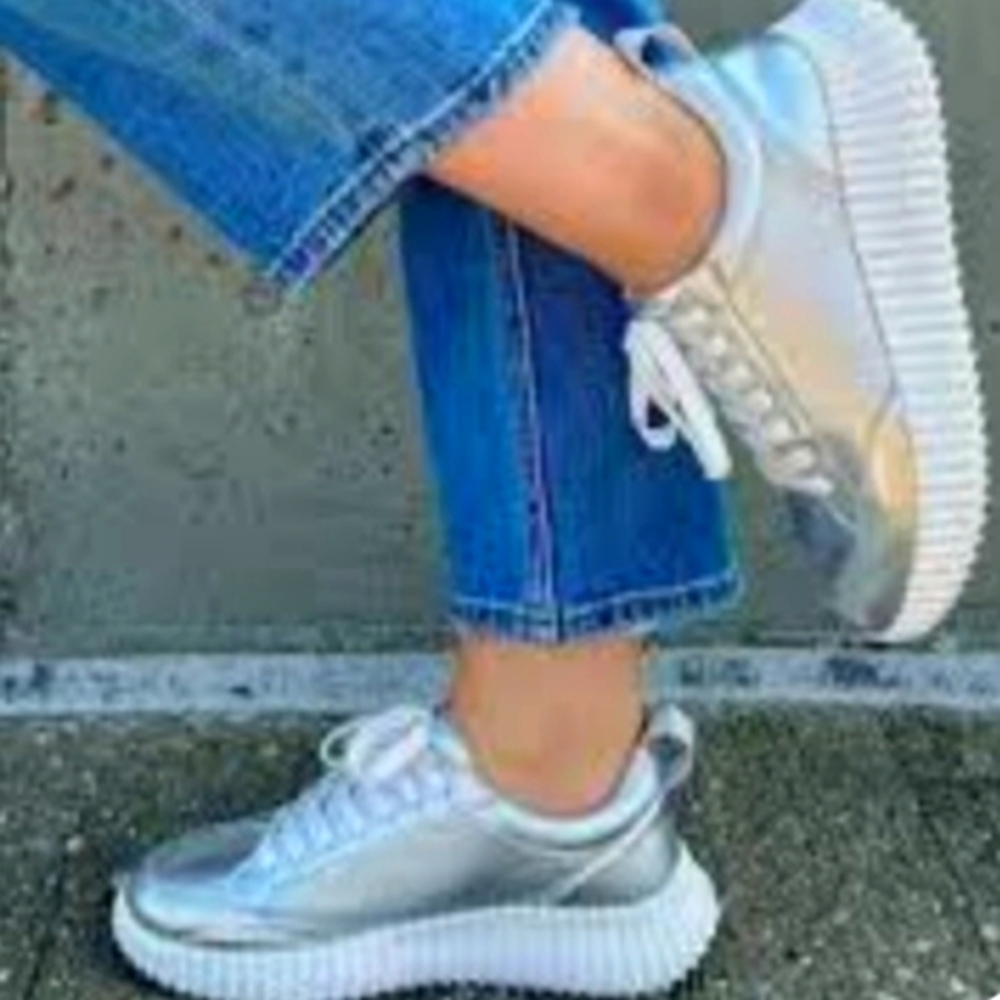 Steve Madden Shock Silver Leather Sneakers